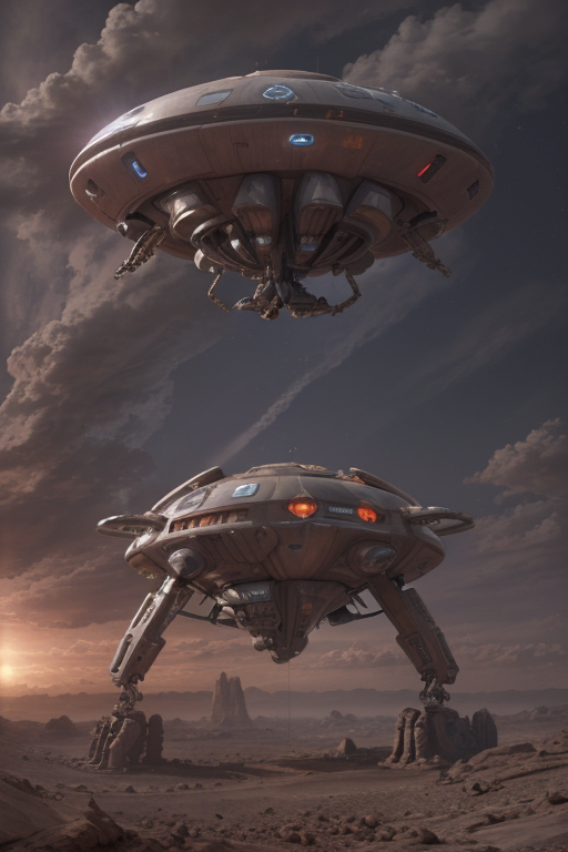 58300-2865799901-raw, [spaceship_ufo_10]  _lyco_UFOMaker_0.4_ , flying, plasma engines,  desert sandstone mars, sunrise, cinematic, rimlight, red.png